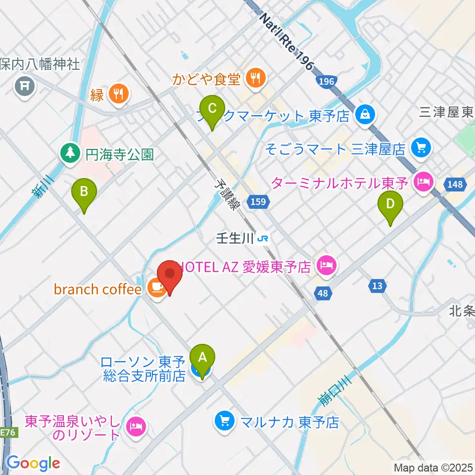 西条市立東予郷土館周辺のコンビニエンスストア一覧地図