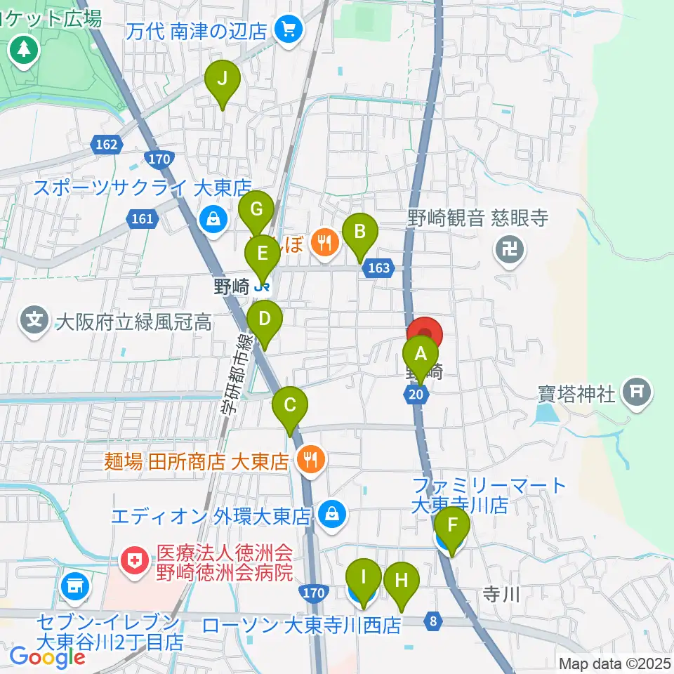 大東市立歴史民俗資料館周辺のコンビニエンスストア一覧地図