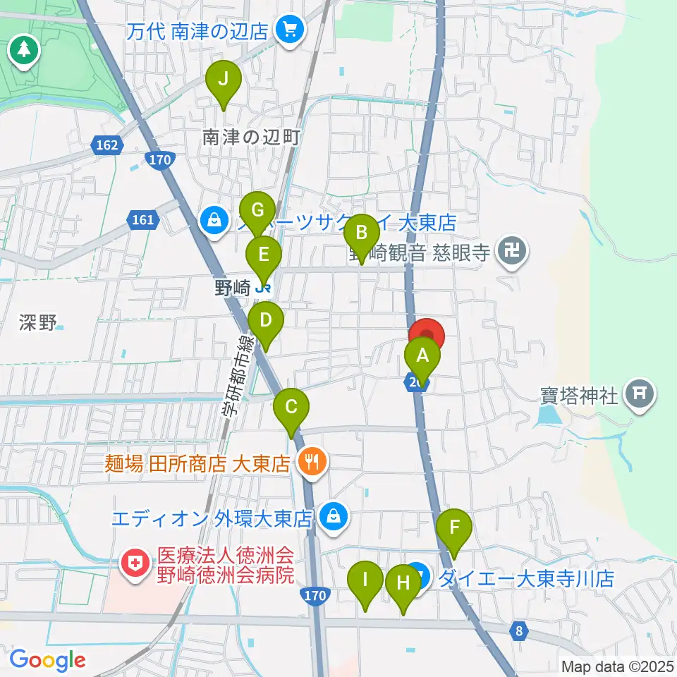 大東市立歴史民俗資料館周辺のコンビニエンスストア一覧地図