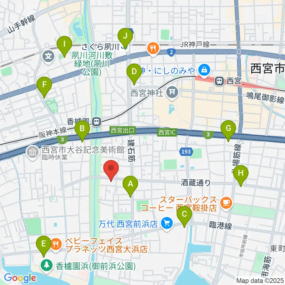 西宮市立郷土資料館周辺のコンビニエンスストア一覧地図