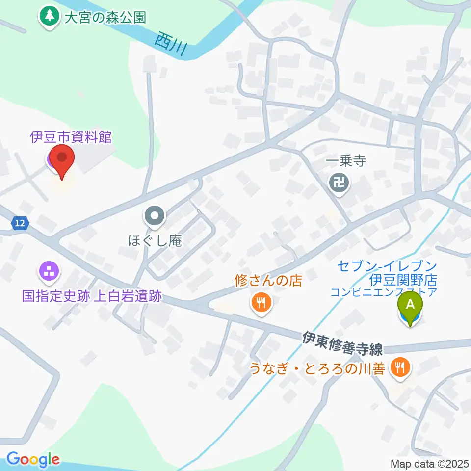伊豆市資料館周辺のコンビニエンスストア一覧地図