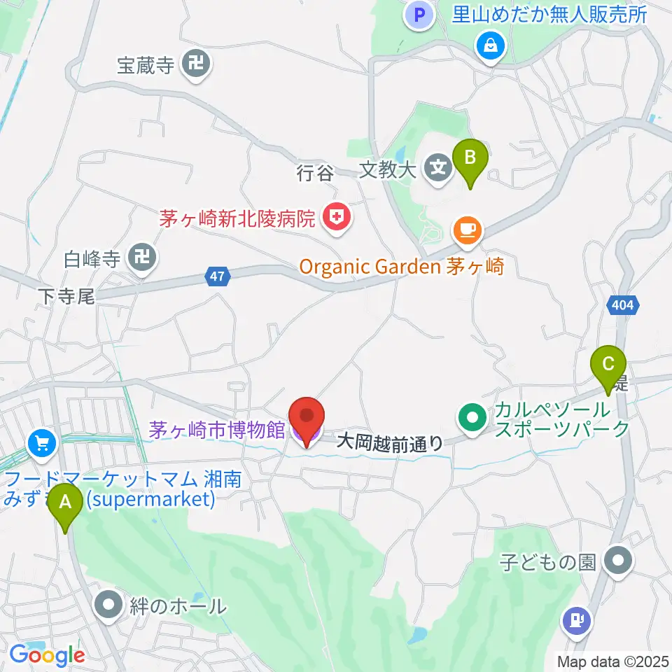 茅ヶ崎市博物館周辺のコンビニエンスストア一覧地図