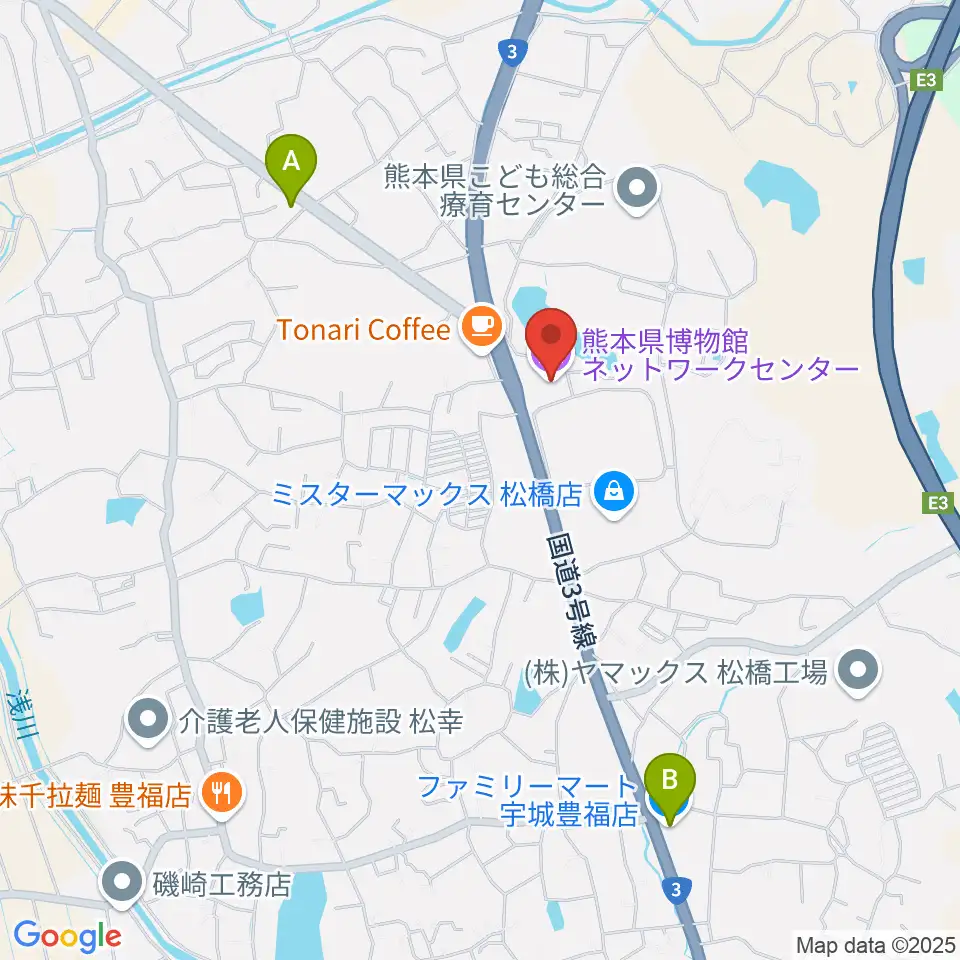 熊本県博物館ネットワークセンター周辺のコンビニエンスストア一覧地図