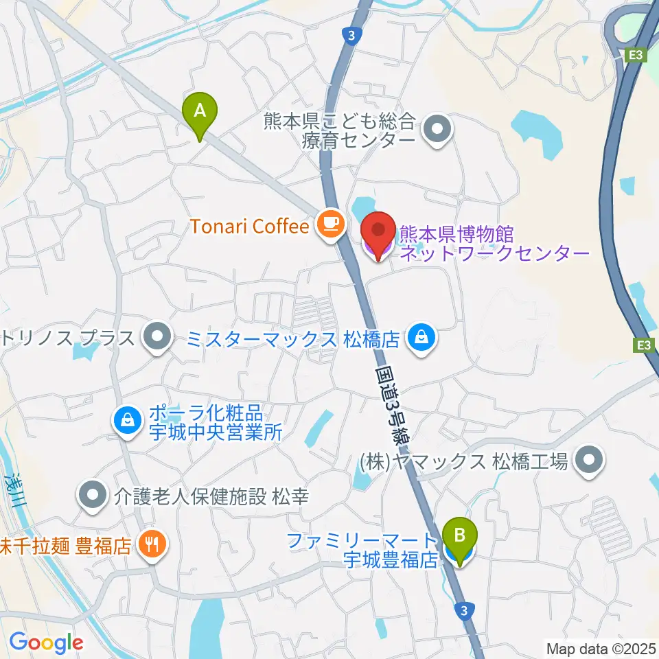 熊本県博物館ネットワークセンター周辺のコンビニエンスストア一覧地図