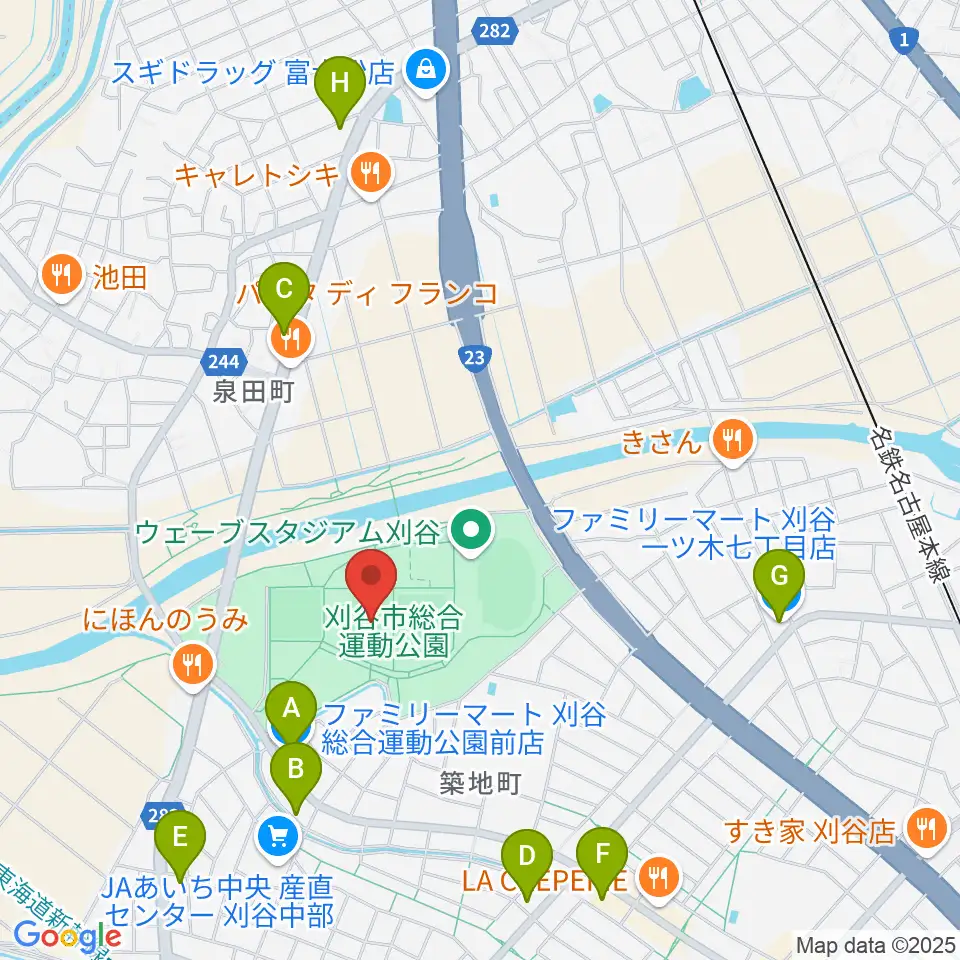 グリーングラウンド刈谷周辺のコンビニエンスストア一覧地図