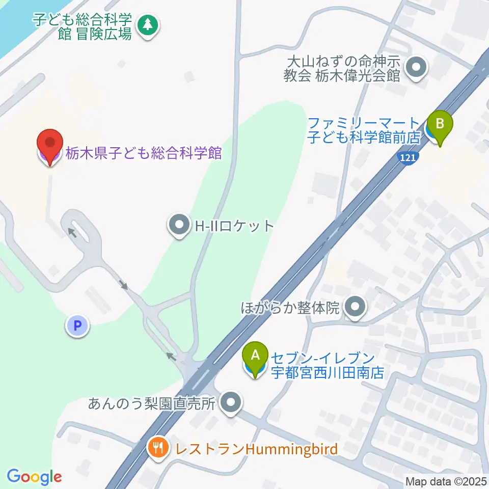 コジマ子どもサイエンスパーク周辺のコンビニエンスストア一覧地図