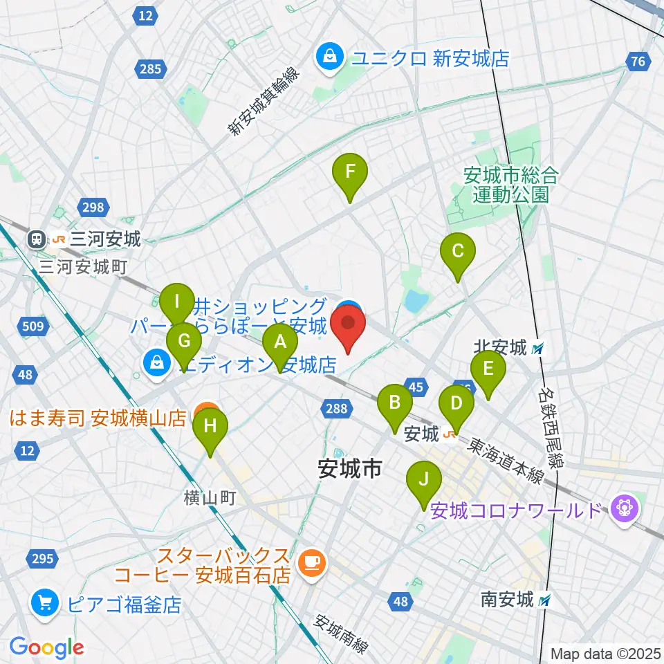 シネマワールドららぽーと安城周辺のコンビニエンスストア一覧地図