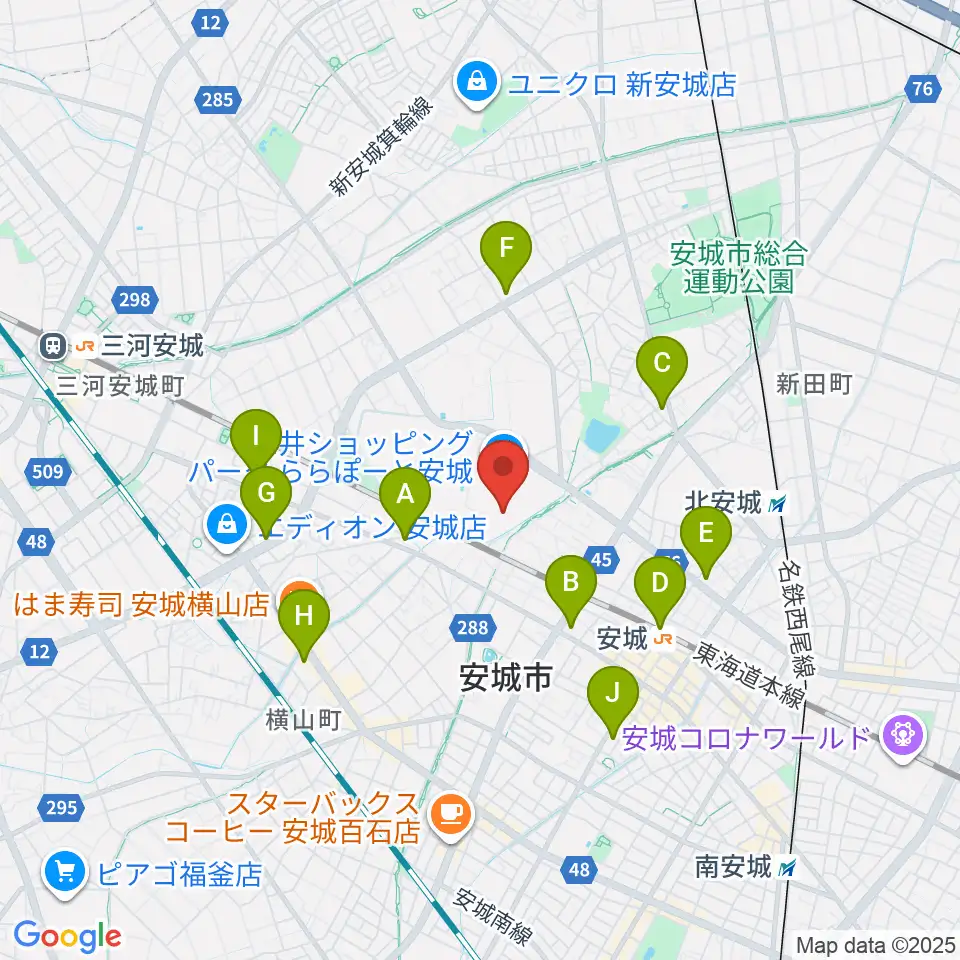 シネマワールドららぽーと安城周辺のコンビニエンスストア一覧地図