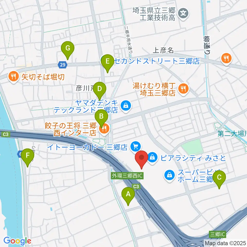 シネマサンシャイン三郷周辺のコンビニエンスストア一覧地図