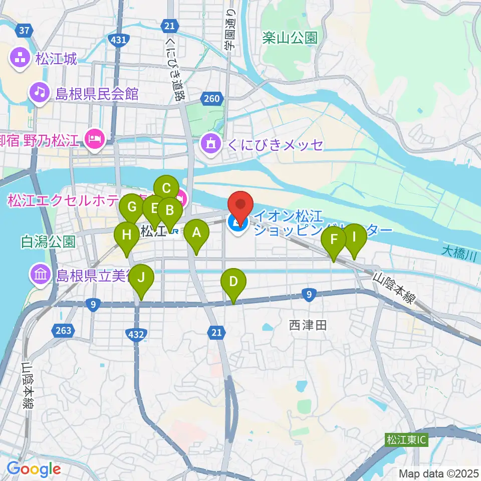 イオンシネマ松江周辺のコンビニエンスストア一覧地図