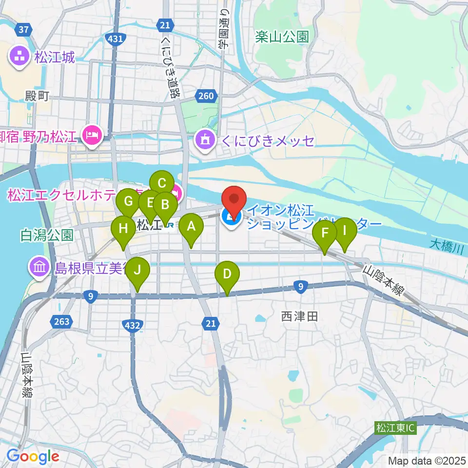 イオンシネマ松江周辺のコンビニエンスストア一覧地図