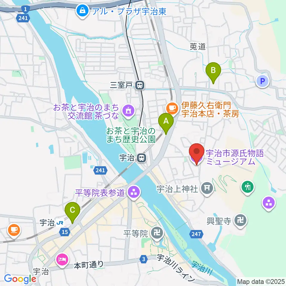 宇治市源氏物語ミュージアム周辺のコンビニエンスストア一覧地図