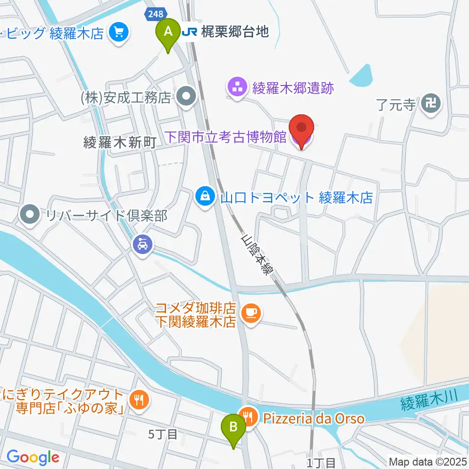 下関市立考古博物館周辺のコンビニエンスストア一覧地図