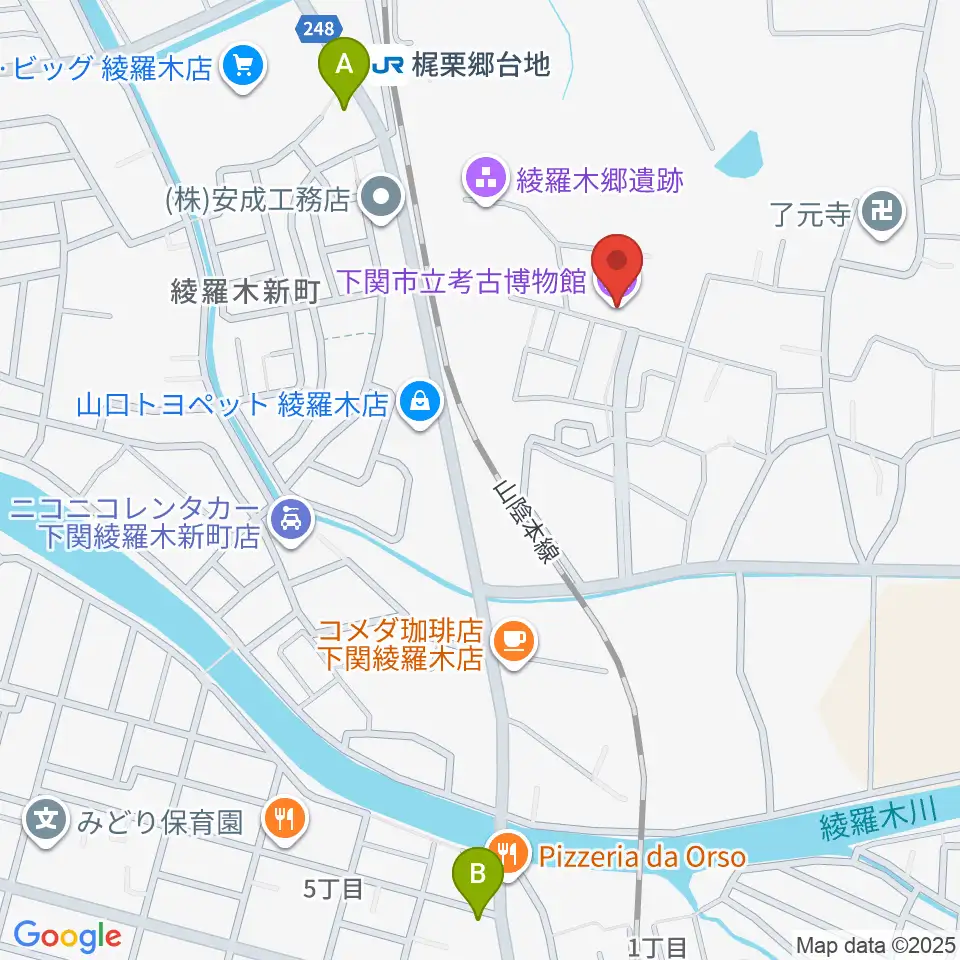 下関市立考古博物館周辺のコンビニエンスストア一覧地図
