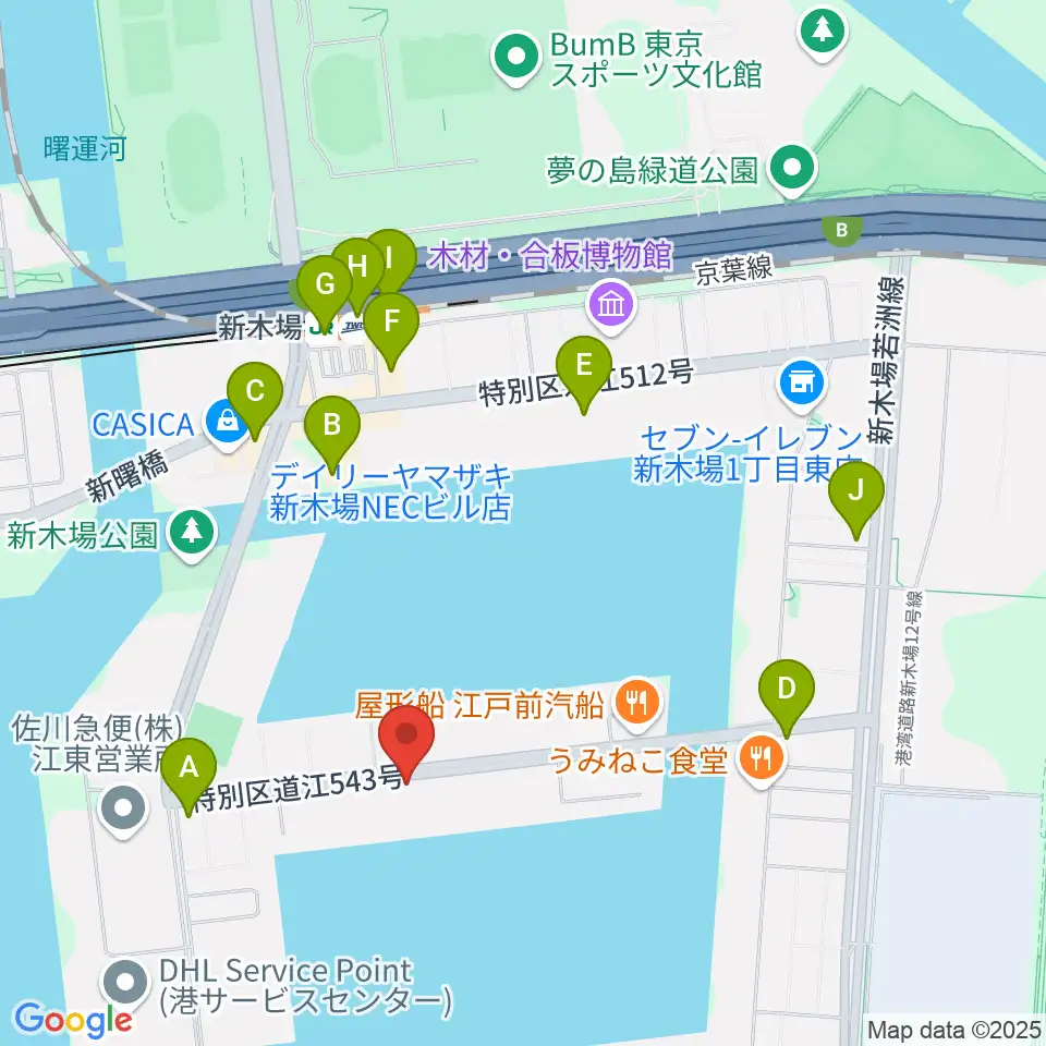 GARDEN 新木場 FACTORY周辺のコンビニエンスストア一覧地図