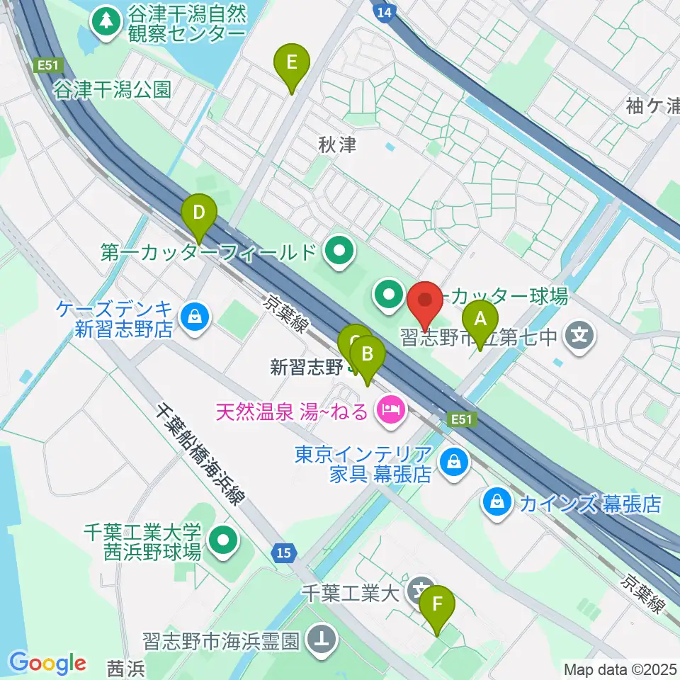秋津公園多目的広場周辺のコンビニエンスストア一覧地図