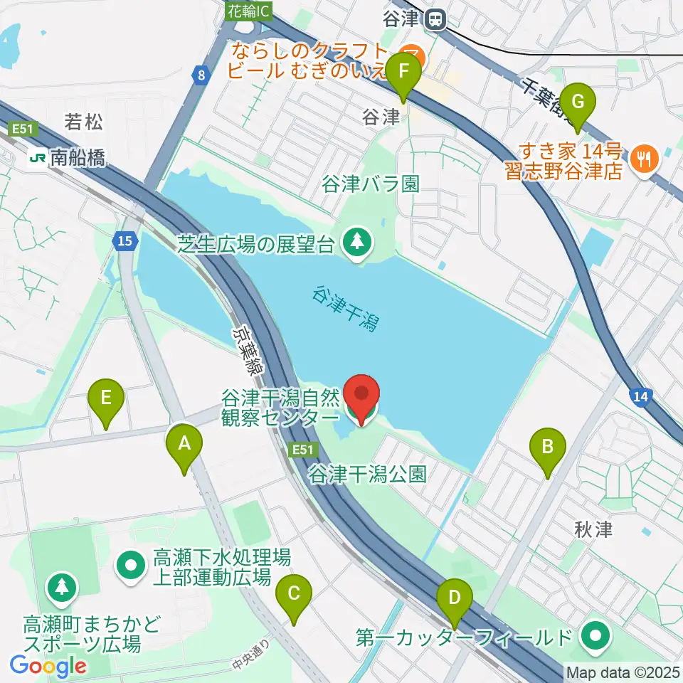 谷津干潟自然観察センター周辺のコンビニエンスストア一覧地図