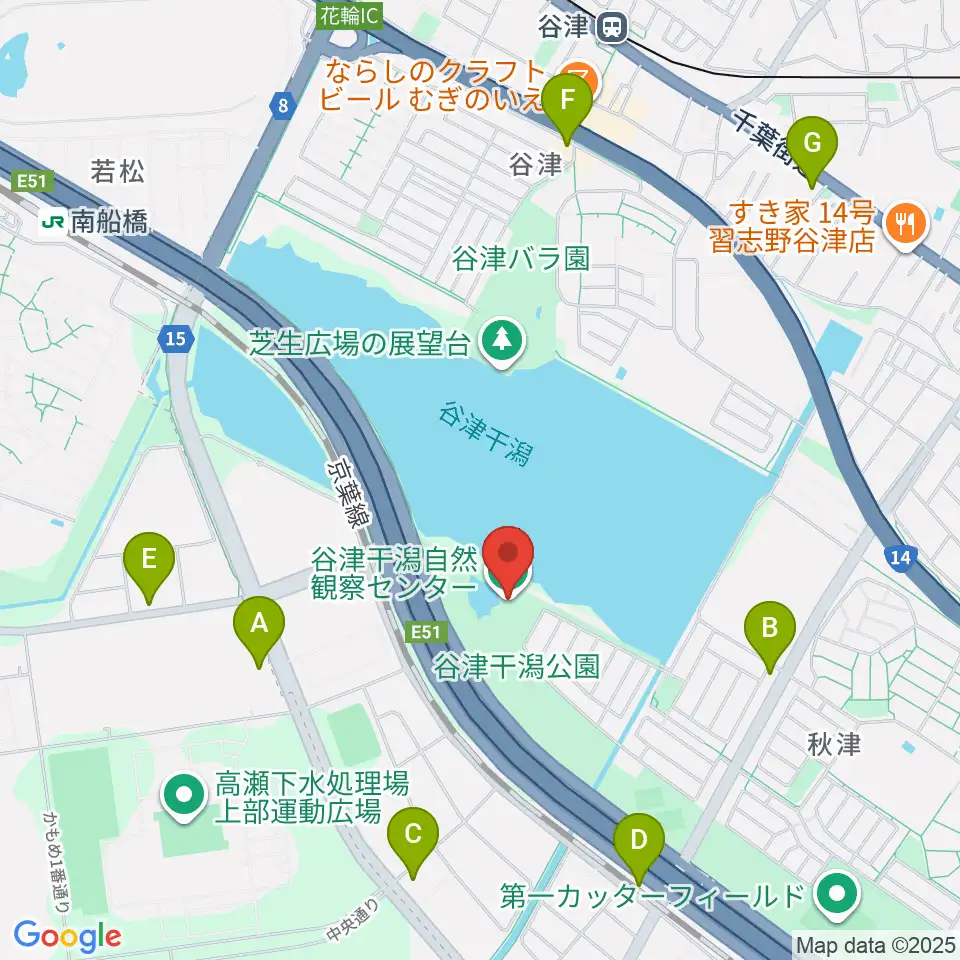 谷津干潟自然観察センター周辺のコンビニエンスストア一覧地図