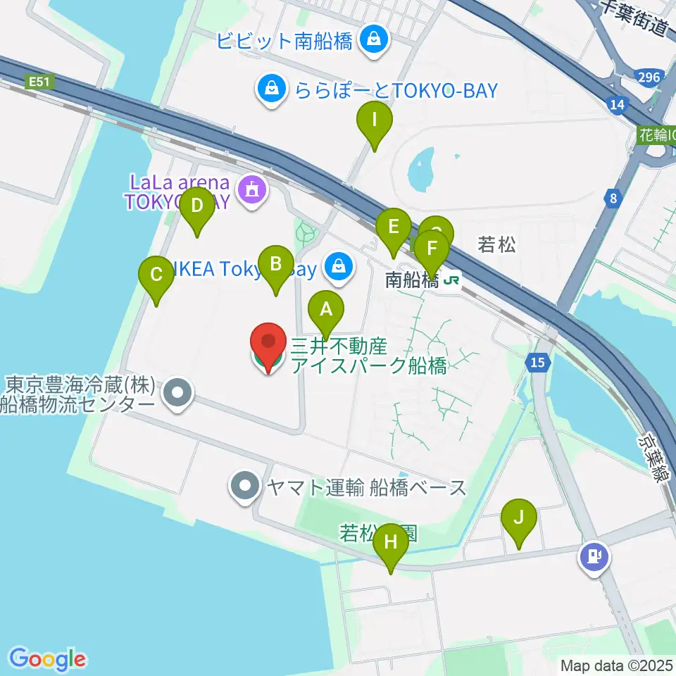 三井不動産アイスパーク船橋周辺のコンビニエンスストア一覧地図