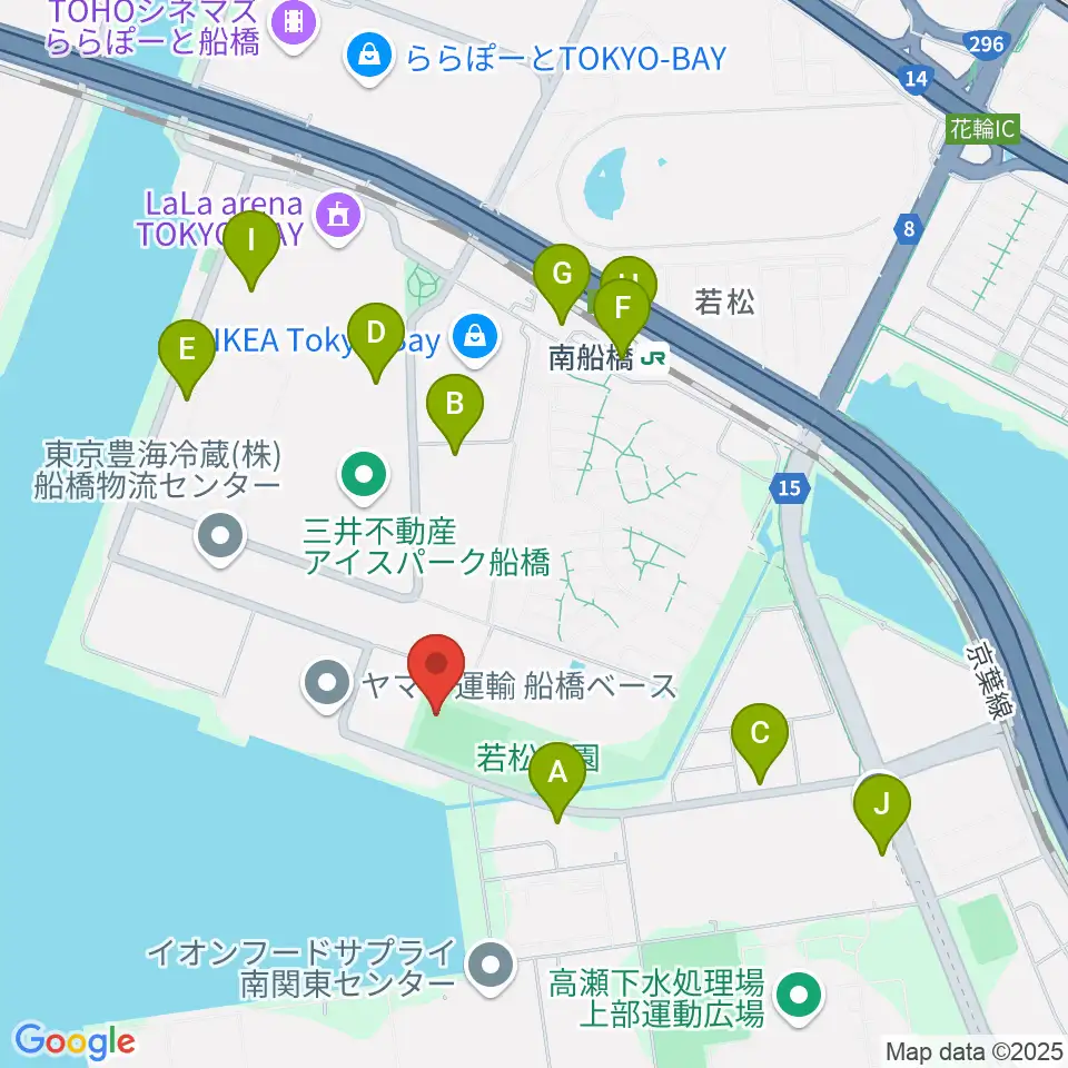 若松公園野球場周辺のコンビニエンスストア一覧地図