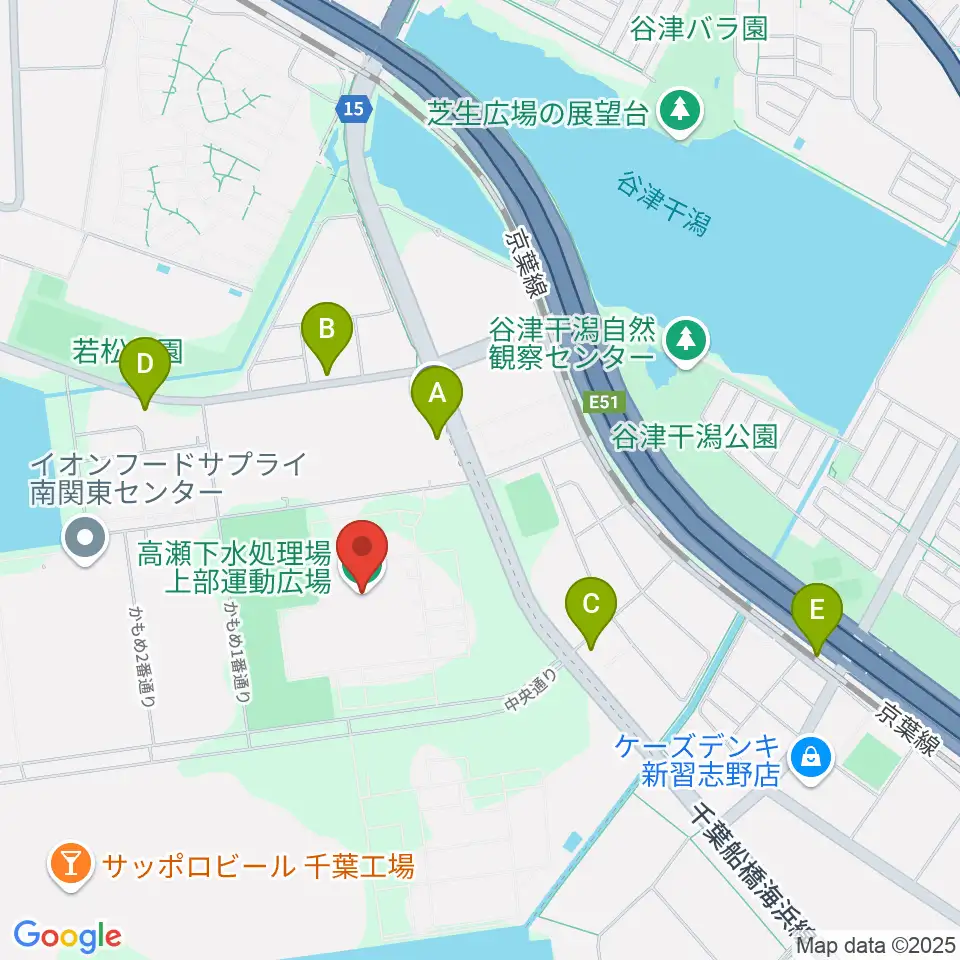 高瀬下水処理場上部運動広場周辺のコンビニエンスストア一覧地図