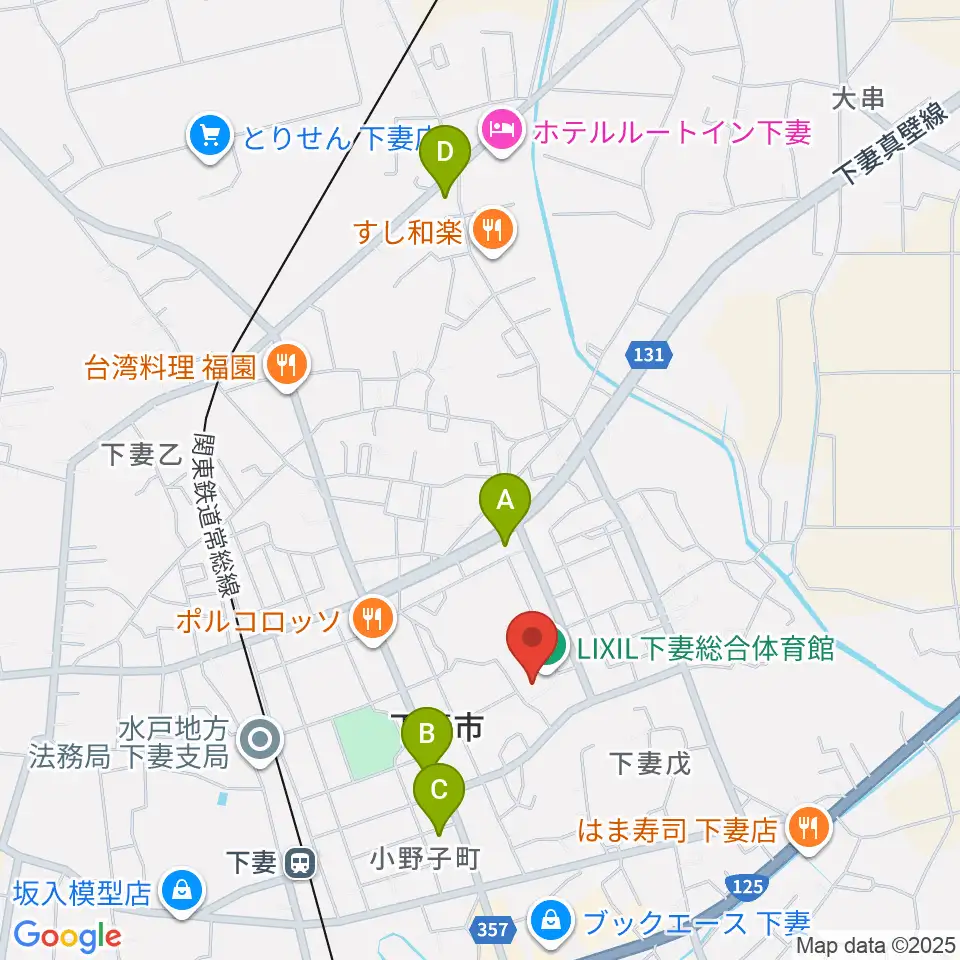 LIXIL下妻総合体育館周辺のコンビニエンスストア一覧地図