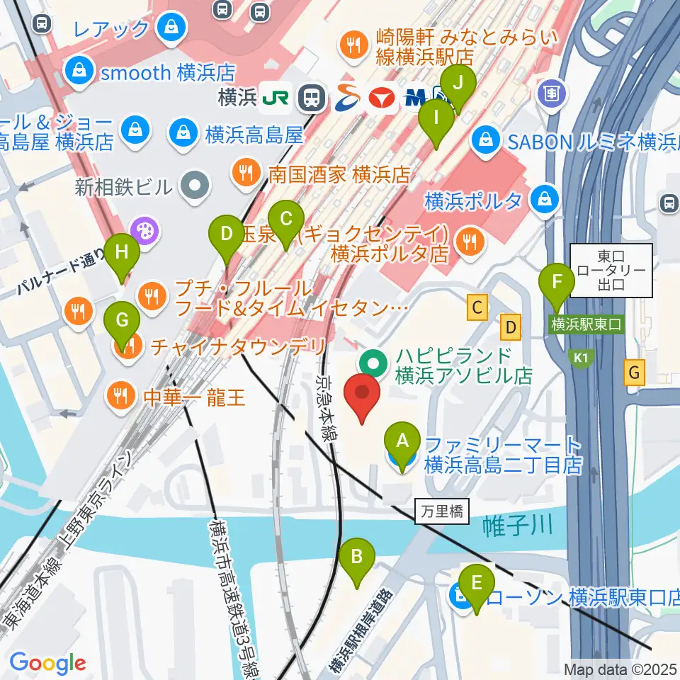 YOKOHAMA COAST garage+周辺のコンビニエンスストア一覧地図