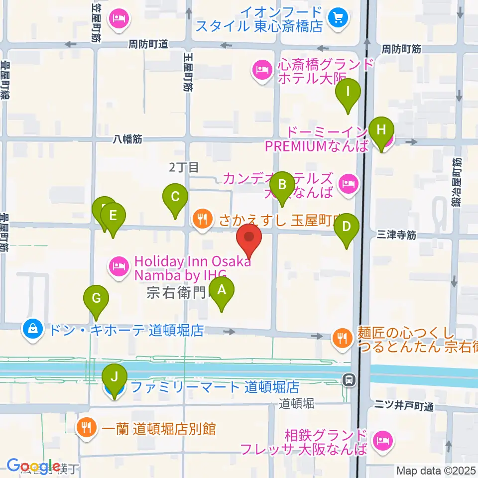 PLUSWIN HALL 大阪周辺のコンビニエンスストア一覧地図
