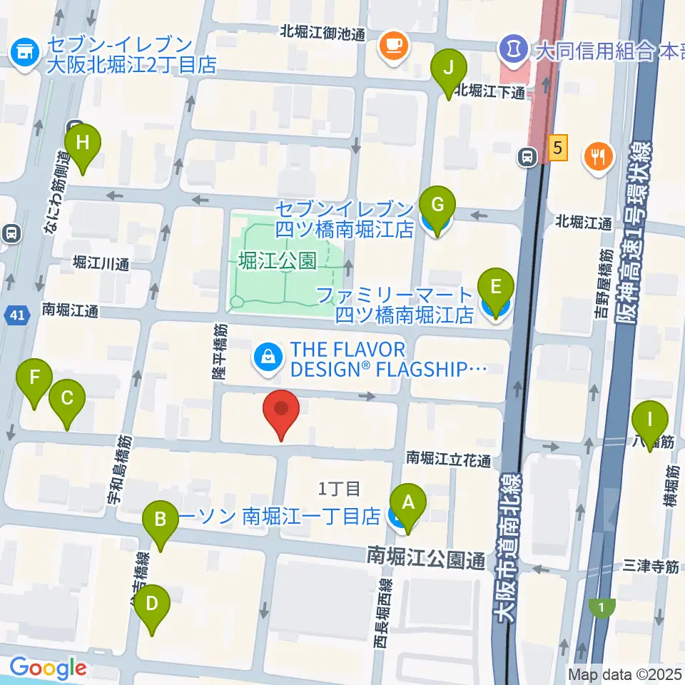 PLUSWIN HALL 南堀江周辺のコンビニエンスストア一覧地図