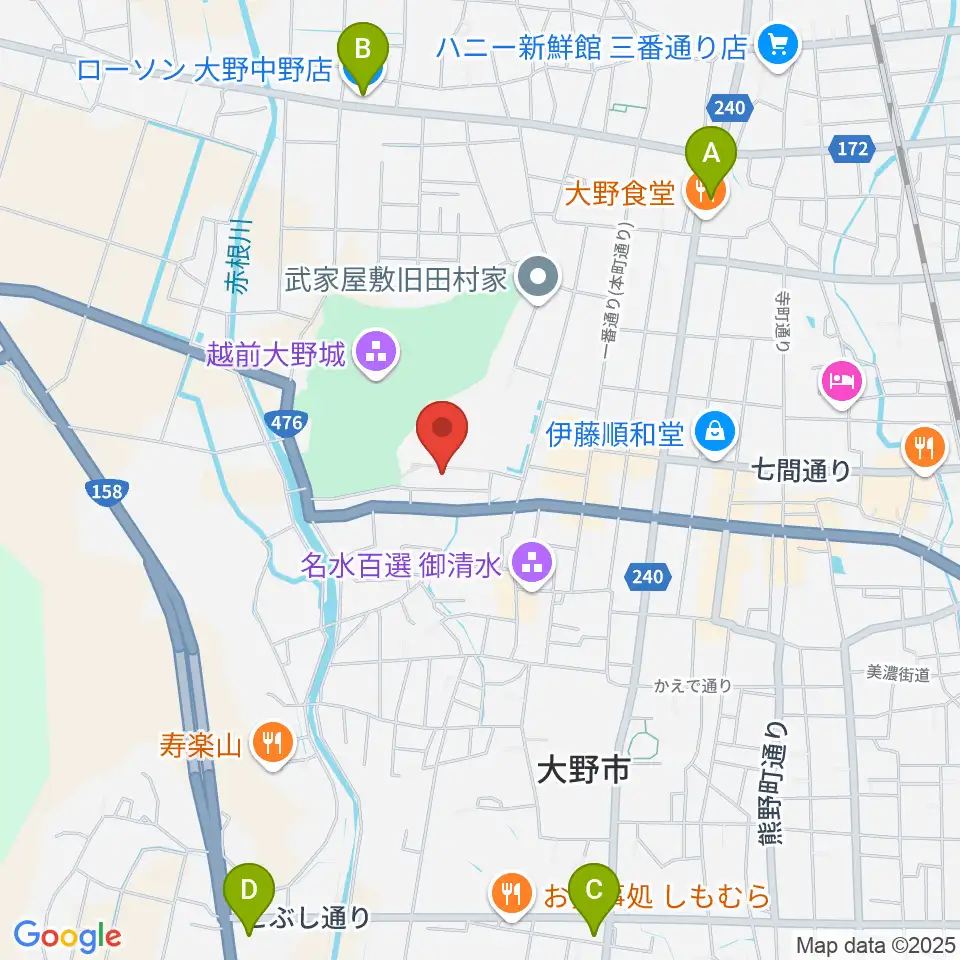 大野市民俗資料館周辺のコンビニエンスストア一覧地図