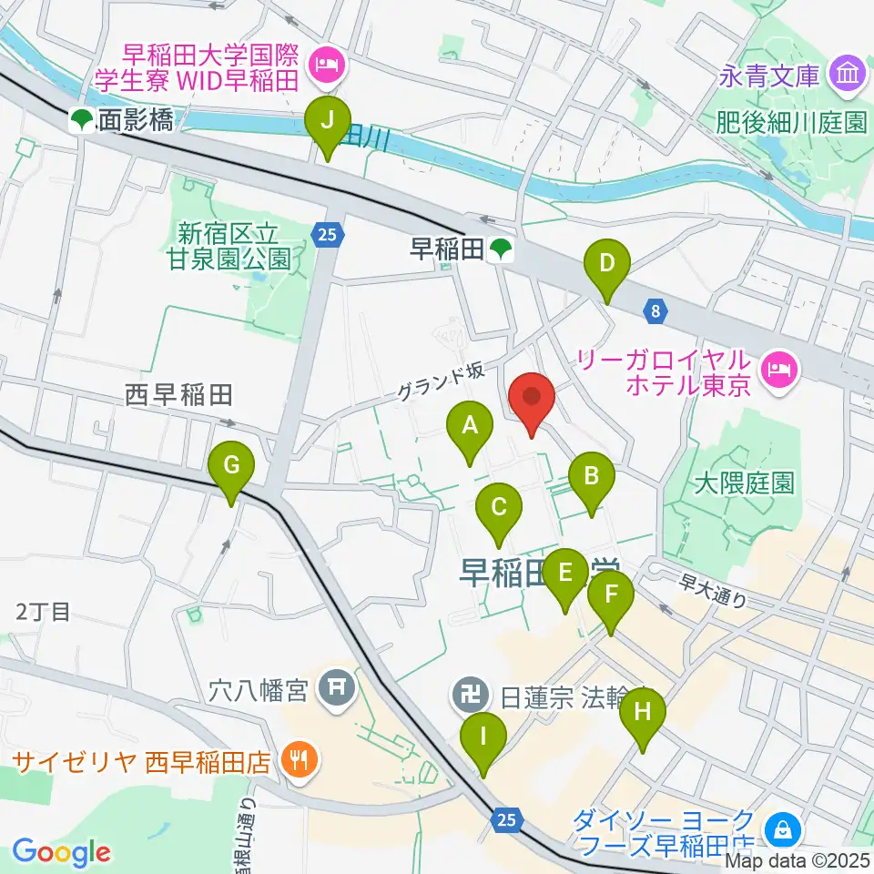早稲田大学坪内博士記念演劇博物館周辺のコンビニエンスストア一覧地図