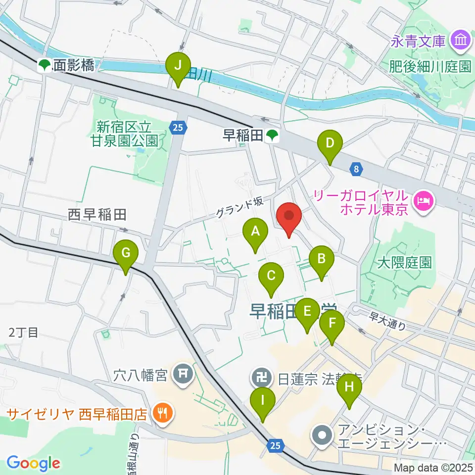 早稲田大学坪内博士記念演劇博物館周辺のコンビニエンスストア一覧地図