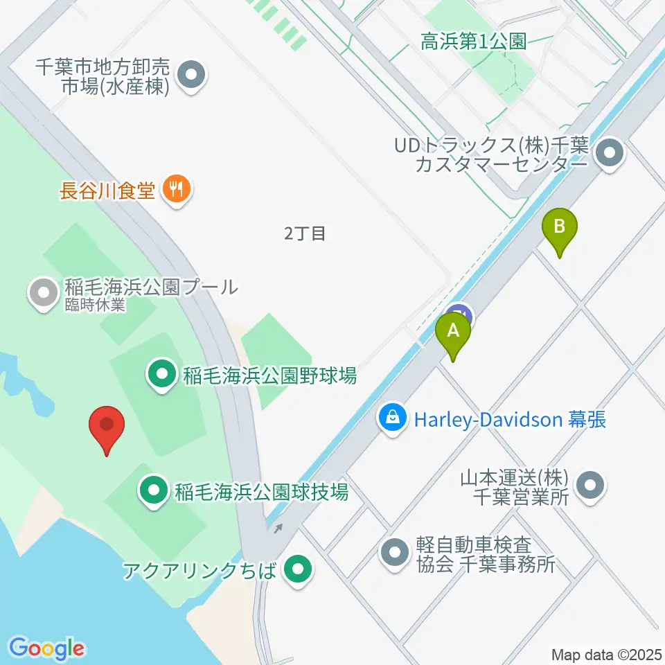 稲毛海浜公園屋内運動場周辺のコンビニエンスストア一覧地図