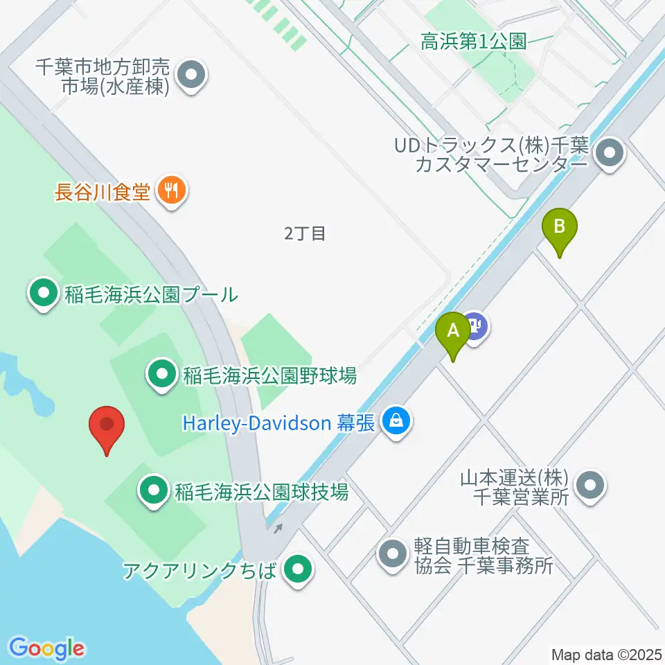 稲毛海浜公園屋内運動場周辺のコンビニエンスストア一覧地図