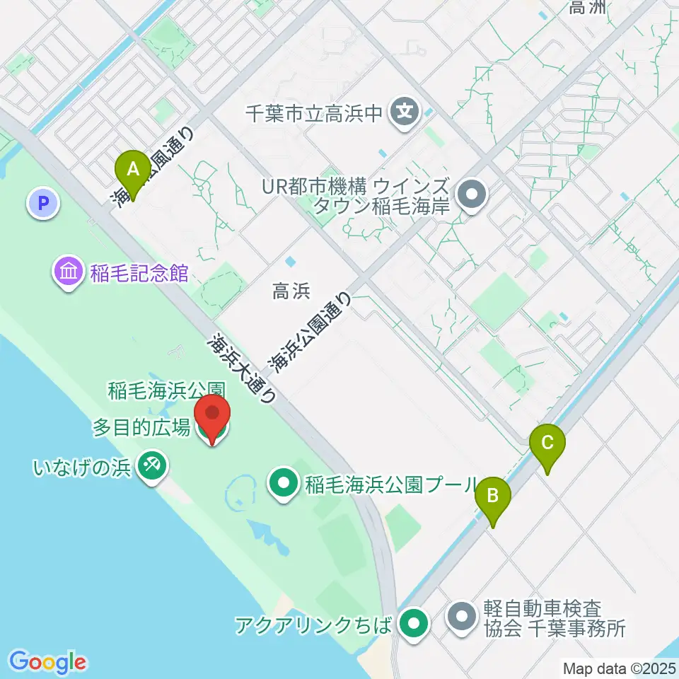 稲毛海浜公園多目的広場周辺のコンビニエンスストア一覧地図