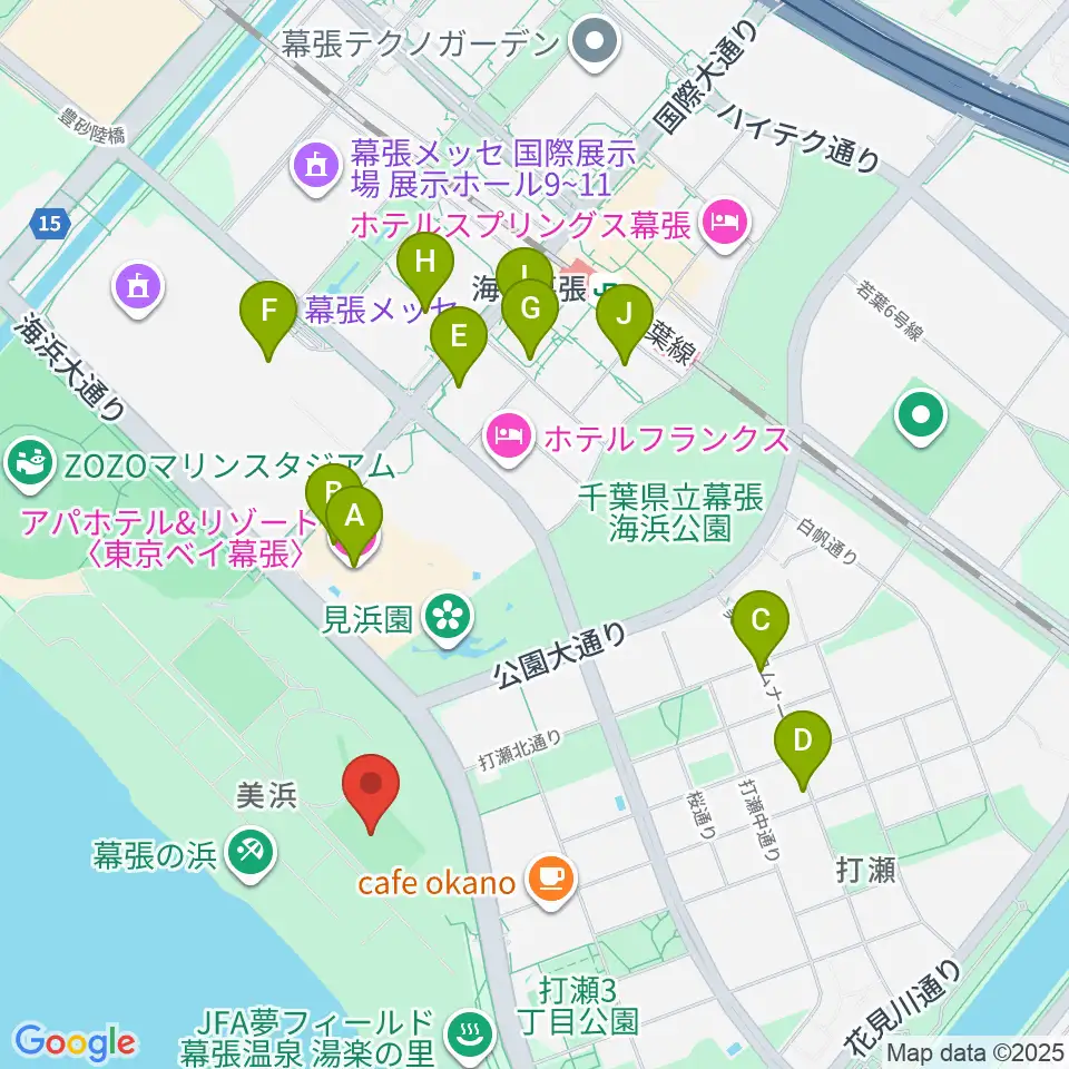 JFA夢フィールドBピッチ周辺のコンビニエンスストア一覧地図