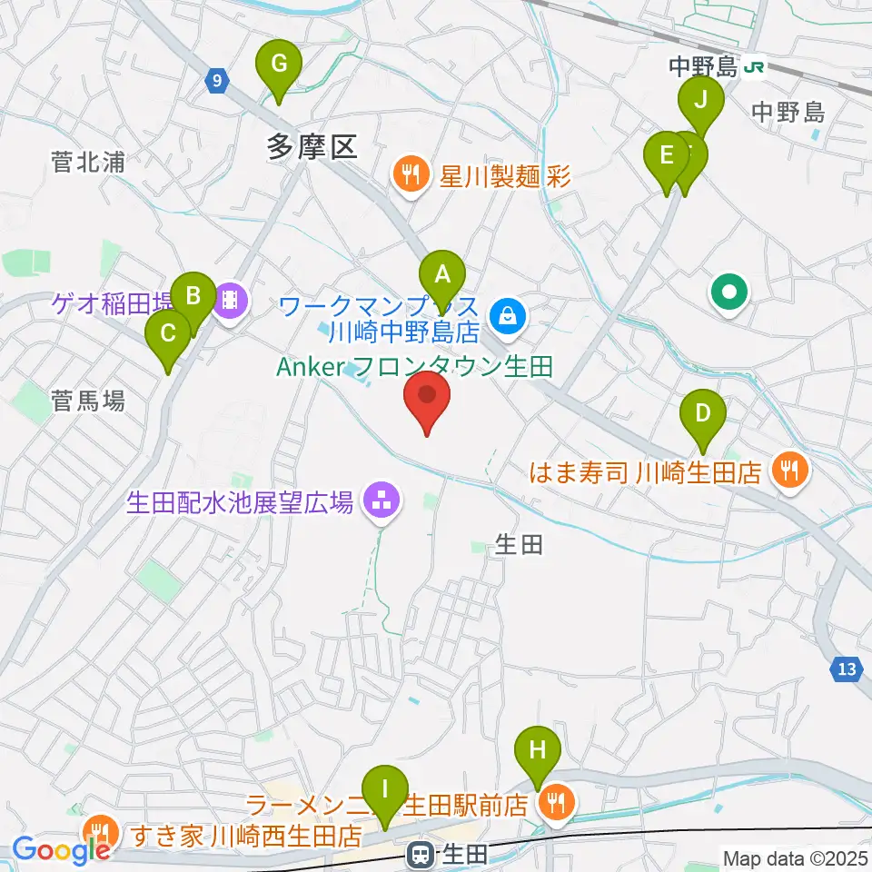 Nebulaフィールド周辺のコンビニエンスストア一覧地図
