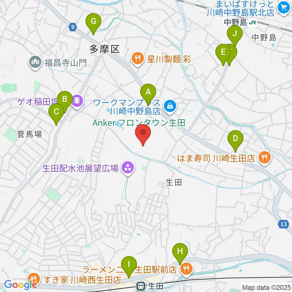 Nebulaフィールド周辺のコンビニエンスストア一覧地図