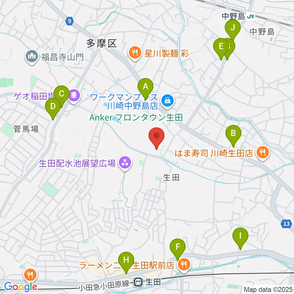 生田多目的広場周辺のコンビニエンスストア一覧地図