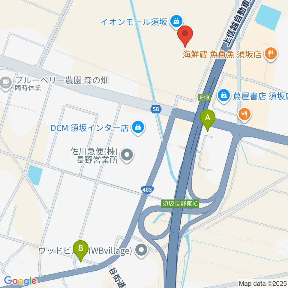 イオンシネマ須坂周辺のコンビニエンスストア一覧地図