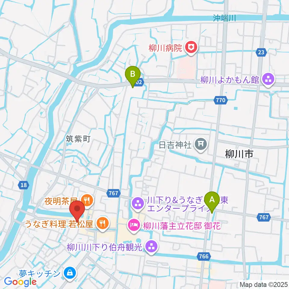 北原白秋生家・記念館周辺のコンビニエンスストア一覧地図