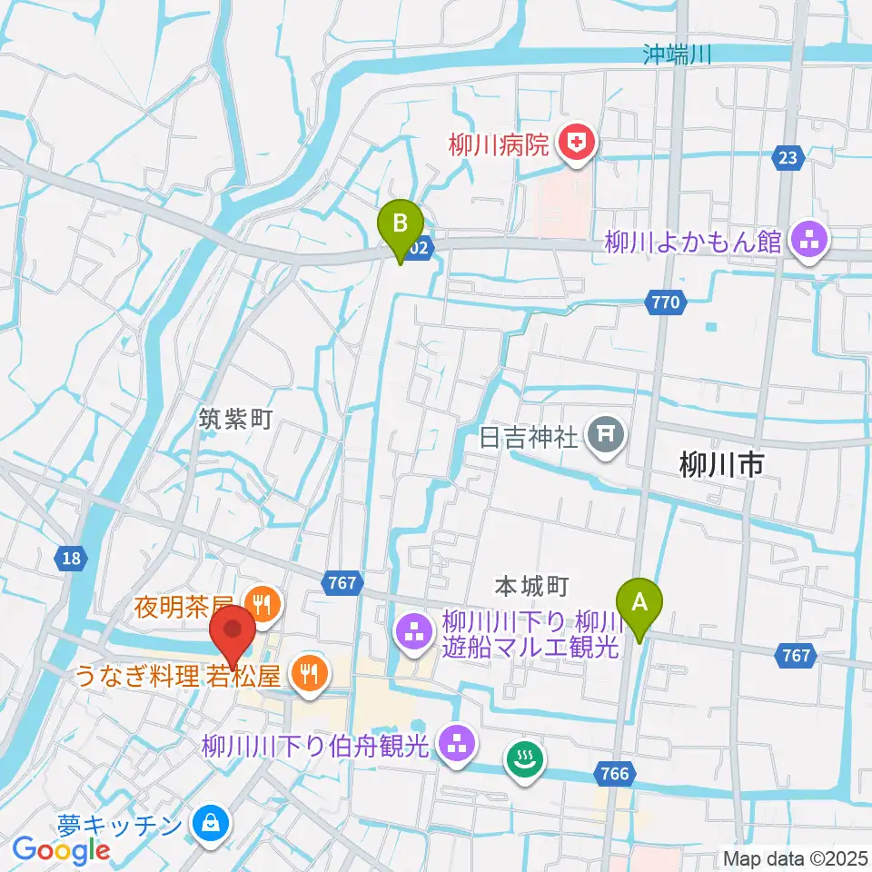 北原白秋生家・記念館周辺のコンビニエンスストア一覧地図