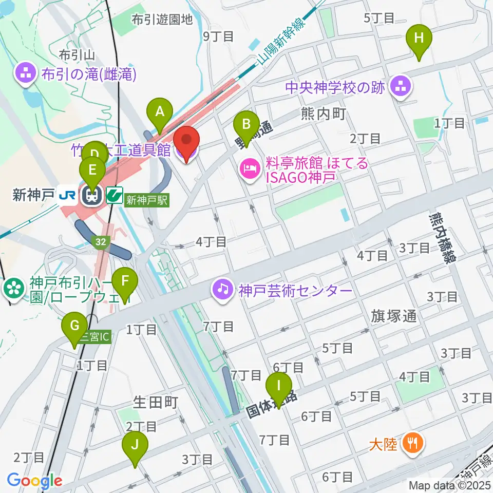 竹中大工道具館周辺のコンビニエンスストア一覧地図