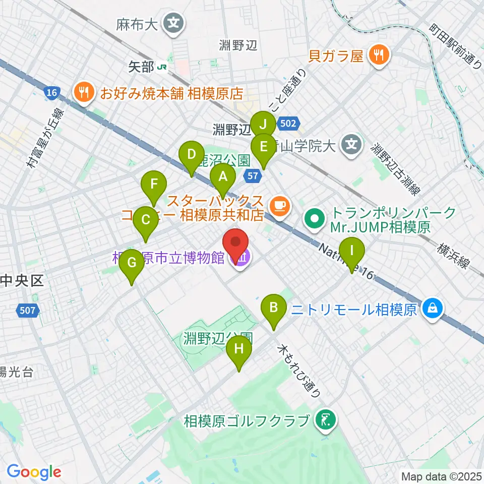 相模原市立博物館周辺のコンビニエンスストア一覧地図