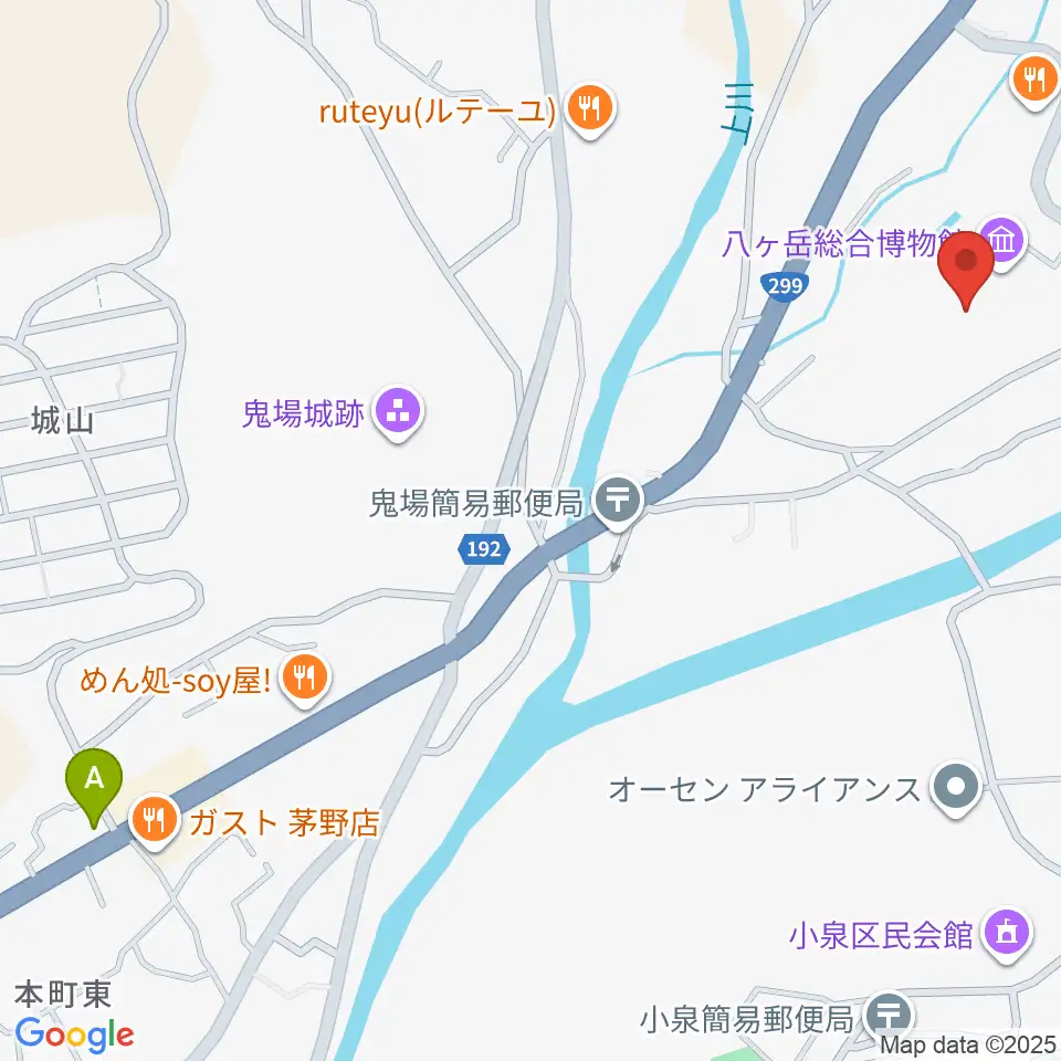 茅野市八ヶ岳総合博物館周辺のコンビニエンスストア一覧地図