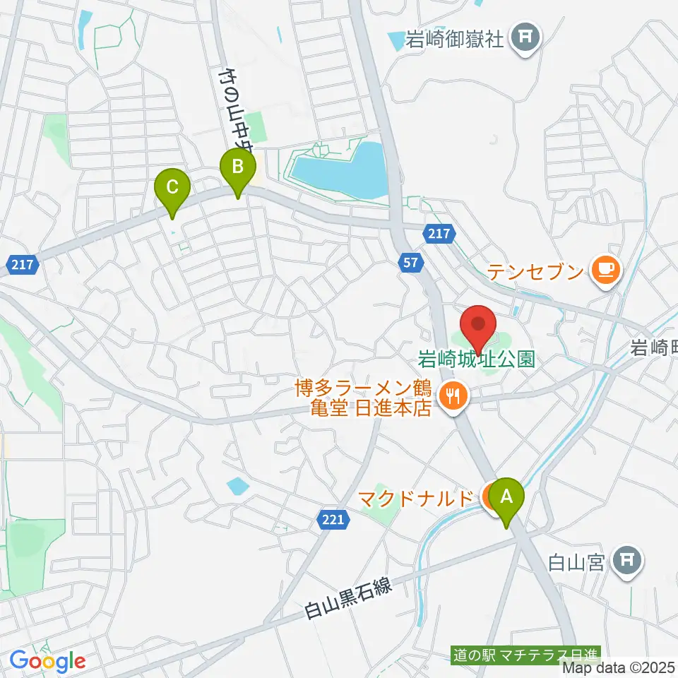 岩崎城歴史記念館周辺のコンビニエンスストア一覧地図
