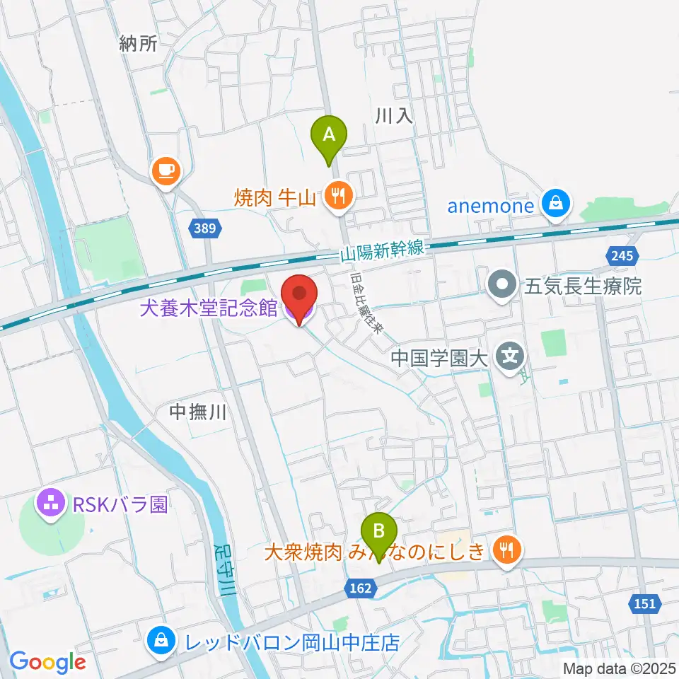 犬養木堂記念館周辺のコンビニエンスストア一覧地図
