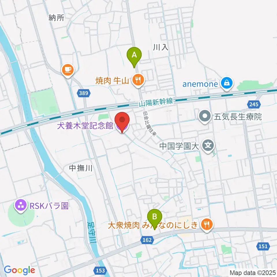 犬養木堂記念館周辺のコンビニエンスストア一覧地図