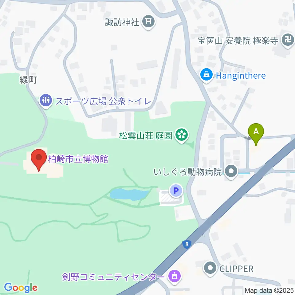 柏崎市立博物館周辺のコンビニエンスストア一覧地図