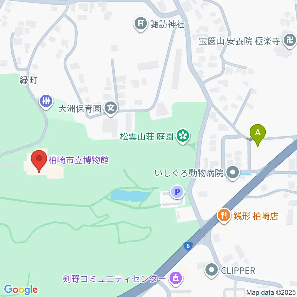 柏崎市立博物館周辺のコンビニエンスストア一覧地図